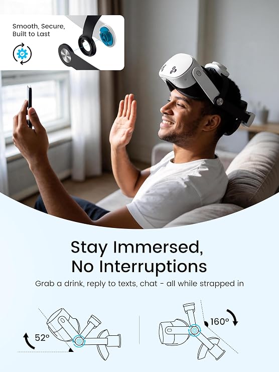 Kawaye for Meta Quest 3S/Quest 2/Quest 3 Head Strap with 10000mAh Hot-Swap Battery Pack, Double Knobs Adjustable VR Headset Strap with Two Large Support Pad Enhanced Support, Reduce Pressure-Upgraded