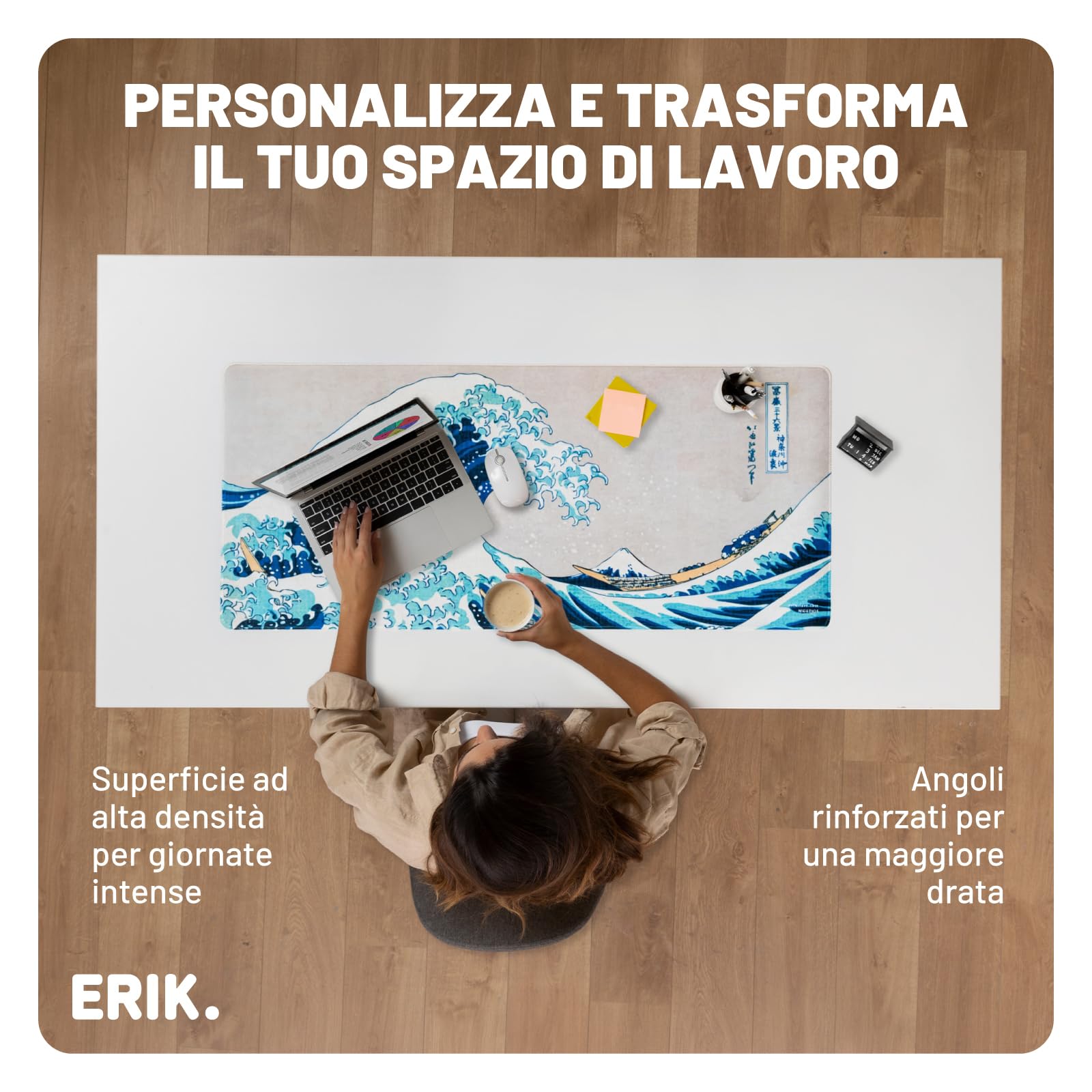 Grupo Erik Tappetino Mouse XXL La Grande Onda di Kanagawa 80x35 cm Impermeabile Antiscivolo