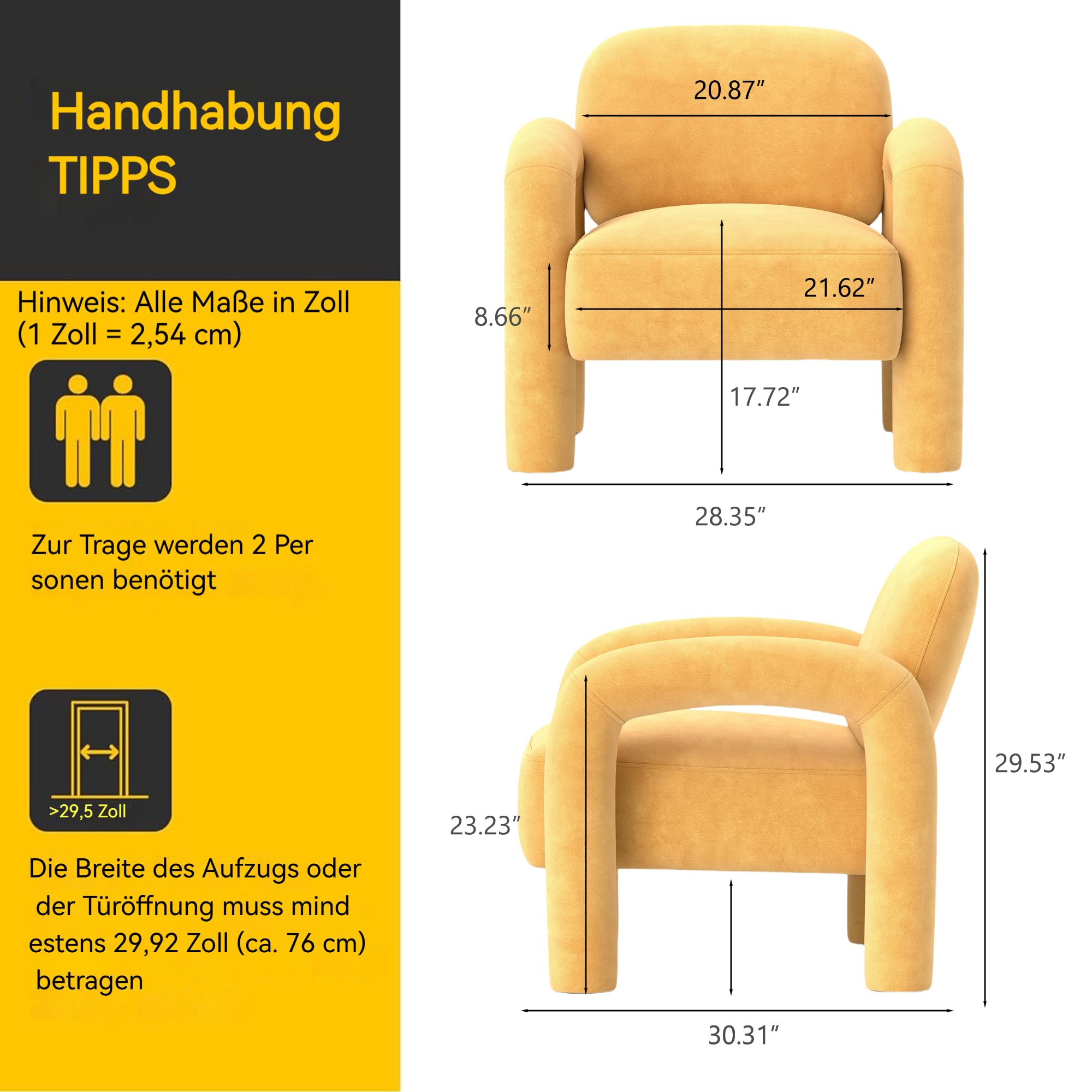 Moderner Accent-Sessel, Komfortabler Samtbezogener Armstuhl, Gemütlicher Vanity-Sessel als Einzelsofa, Tufted-Barrel-Lesearmstuhl für Wohnzimmer, Schlafzimmer, Ecke(Yellow)