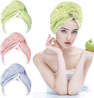 PHOGARY Turbantes de pelo para cabello mojado, paquete de 3 toallas de microfibra de 65 x 25 cm, ultra gruesas, suaves, de...
