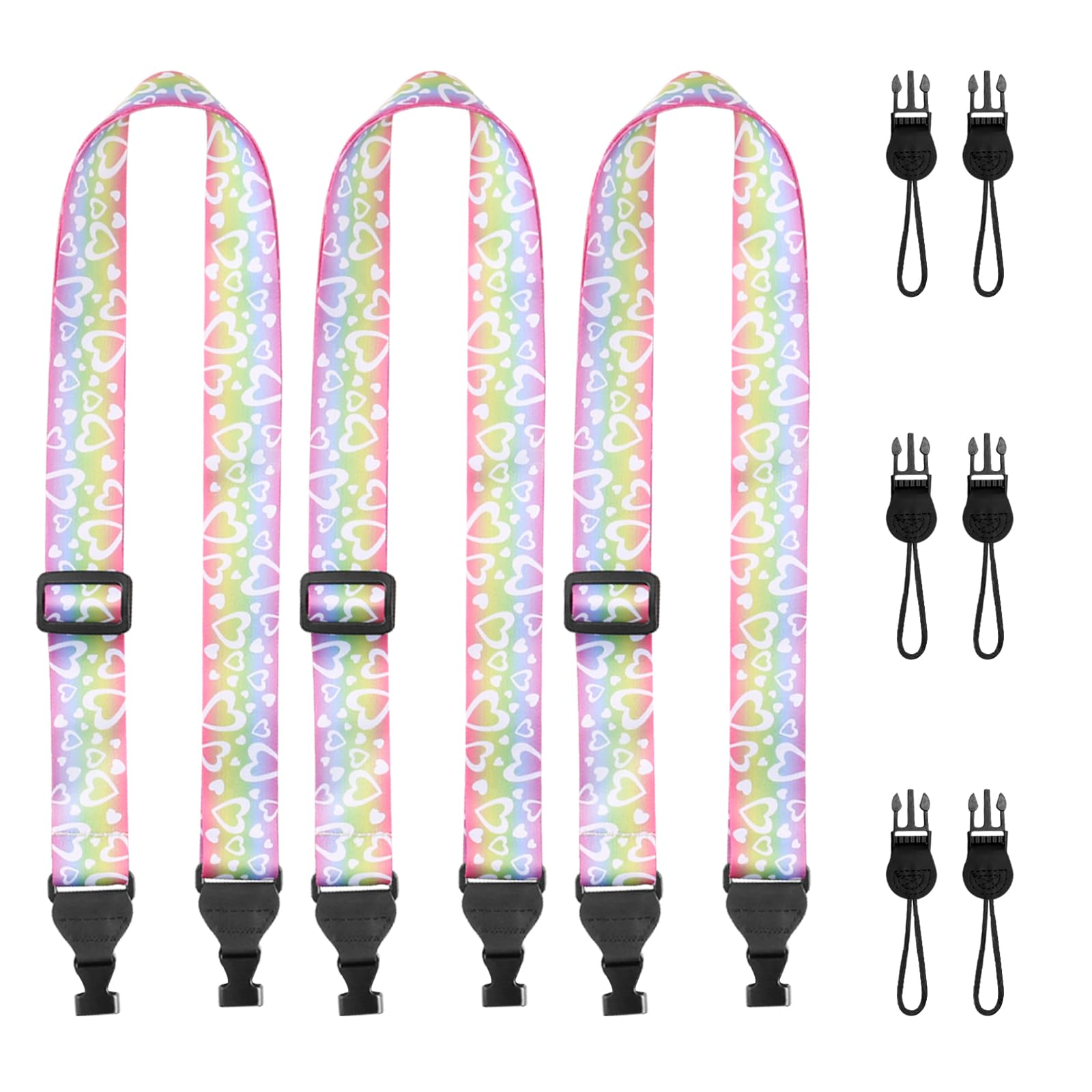 FIEIL 3 Pack Adjustable iPad Strap, Nylon Camera Strap, Comfortable Shoulder Strap for iPad Case, Cellphone Tablet, Camera, Laptop, Binocular, Luggage Bag(Rainbow Heart Universal Neck Lanyard)