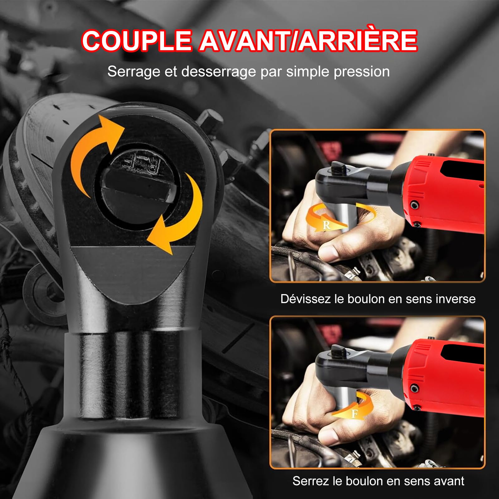 3/8" Clé à Choc Electrique Sans Fil 35N.m, 2x12V Batteries 1,5Ah