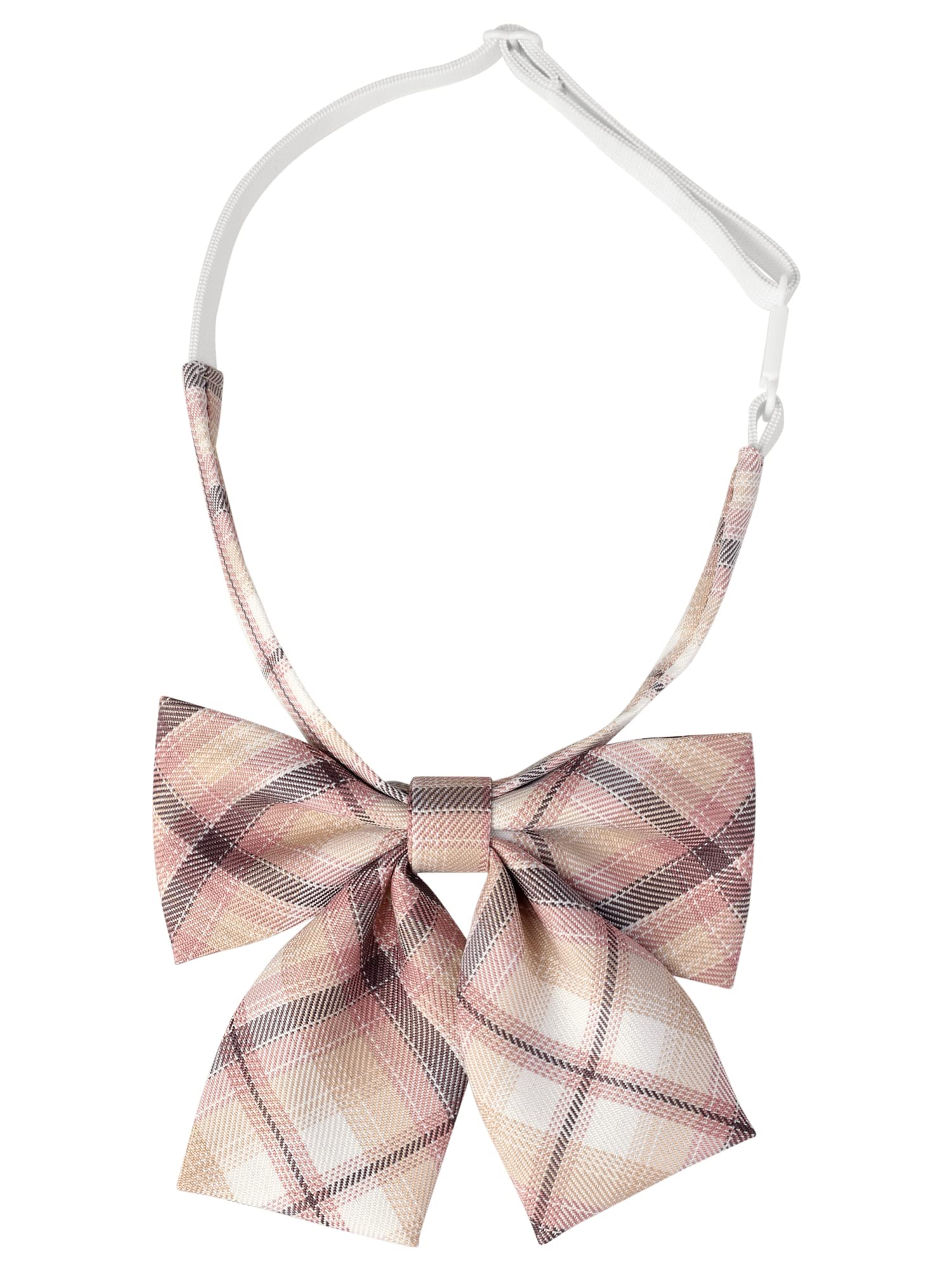 Elerevyo Women's Plaid Tie Uniform Pre-Tied BowKnot Cute Stylish Colorful Bow Ties One Size Pink