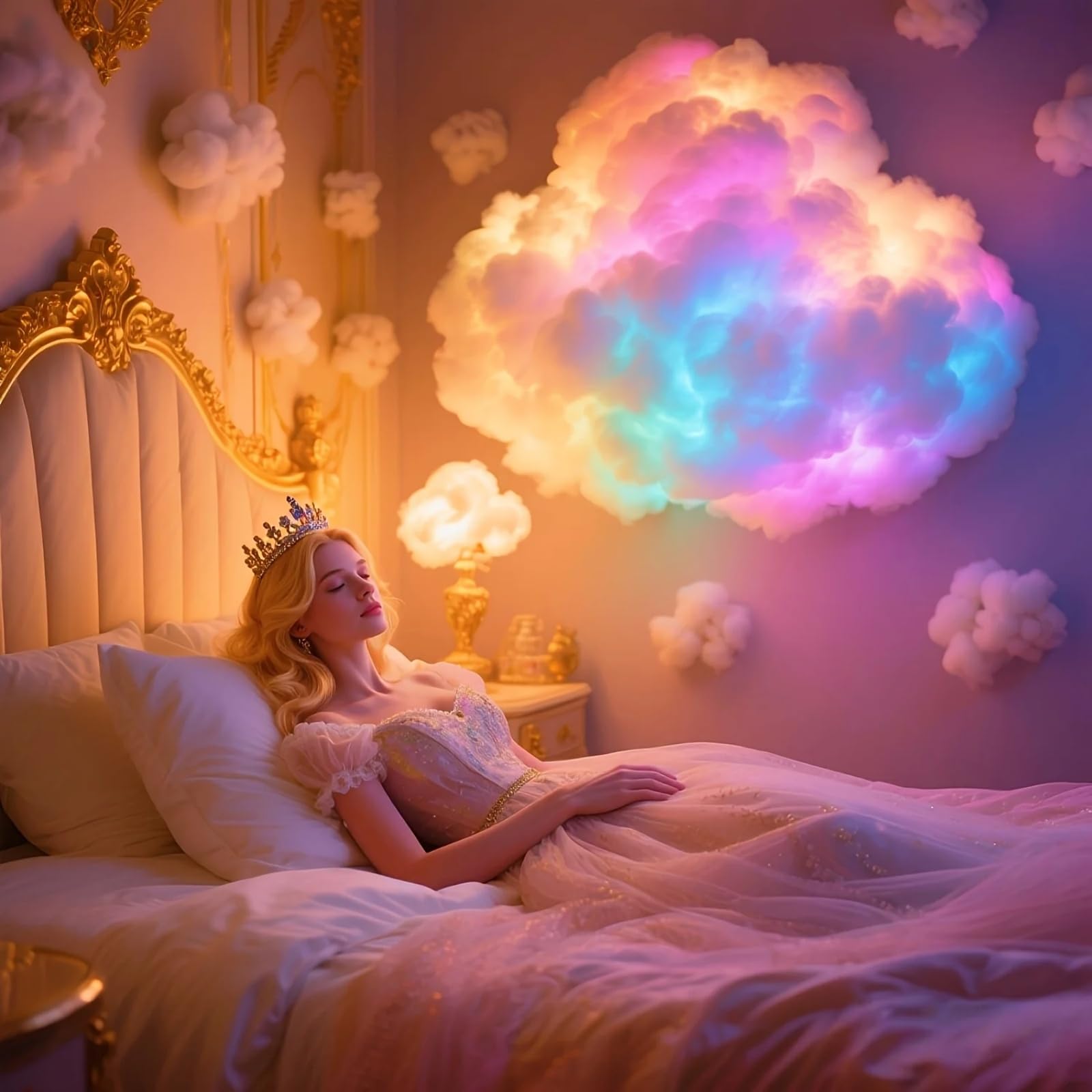 Lampada LED 3D USB Thunder Cloud con Illuminazione Musicale d ' Atmosfera per la Camera da Letto, Decorazione per Feste, luci per Feste