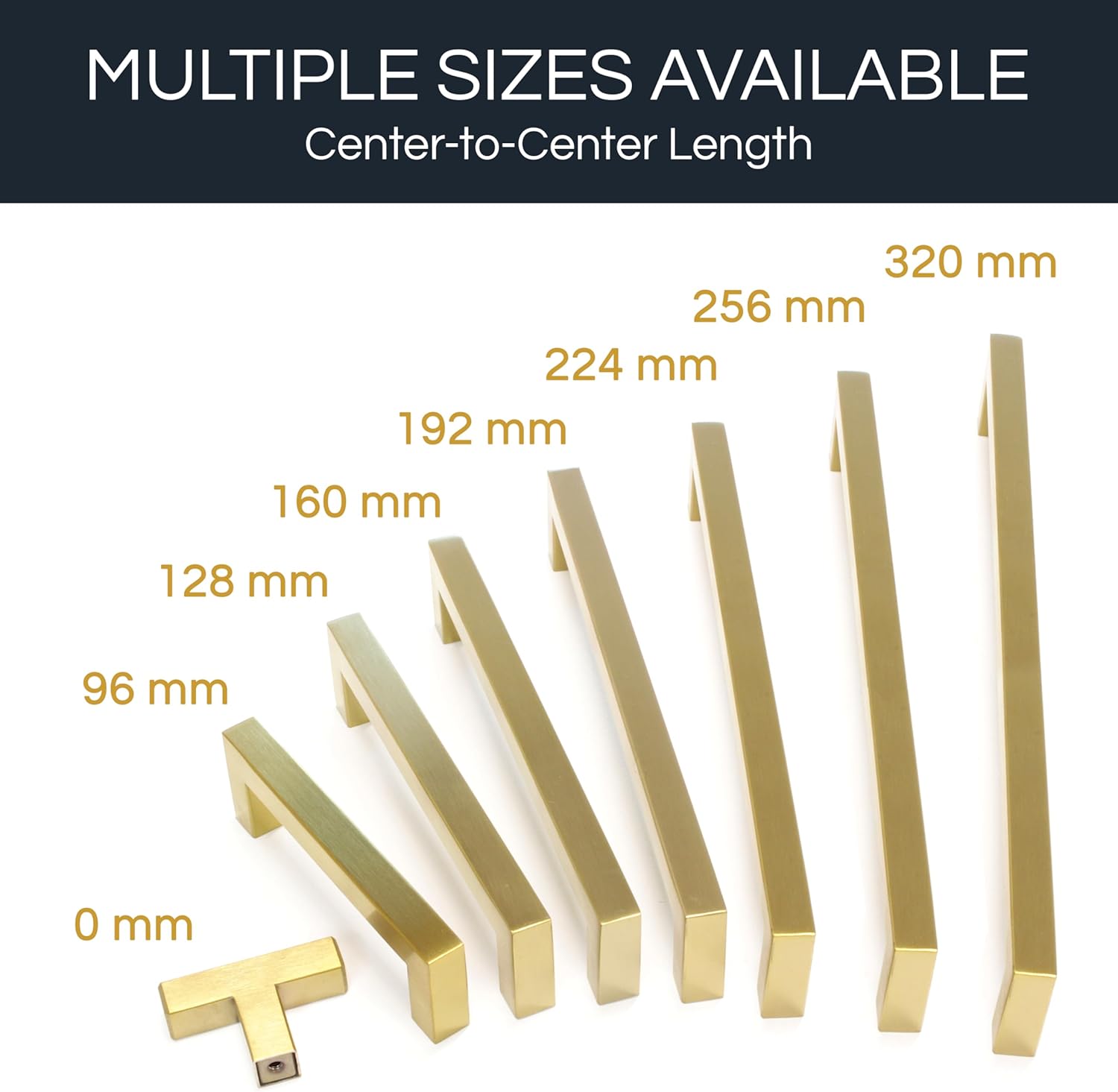 RCH Hardware Stainless Steel Modern Cabinet Drawer Handle Pull, 12 5/8" Center to Center, 13" Length, Brushed Gold (2 Pack)