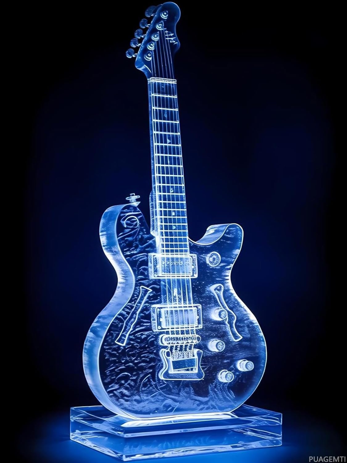 PUAGEMTI 5D Dark Blue Guitar Diamond Painting Kits, Full Round Diamond Art Kits for Adults Guitar Diamond Dots Paint by Numbers Kits 12x16 inch