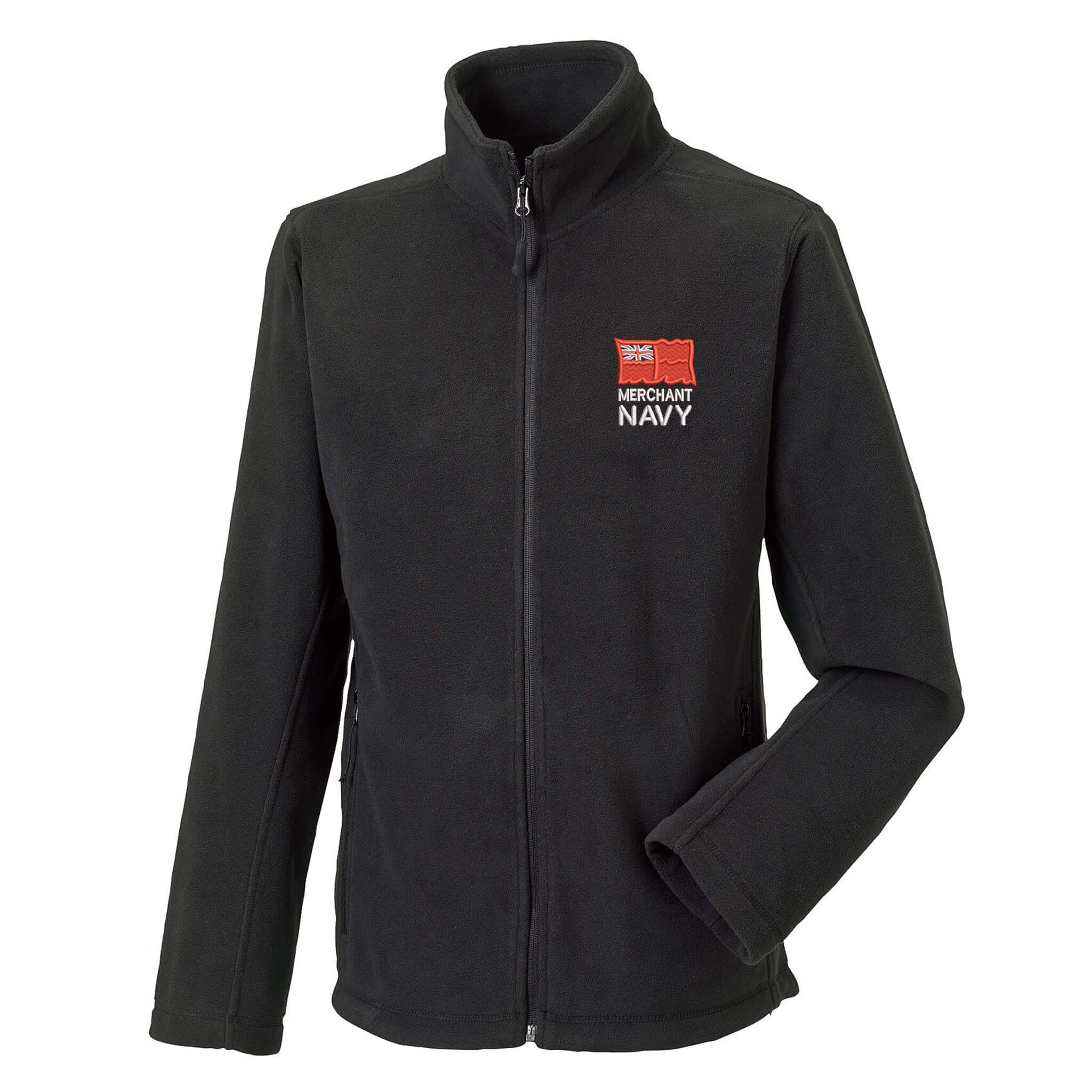 The Military Store Men's Black Merchant Navy Embroidered Fleece, X Large