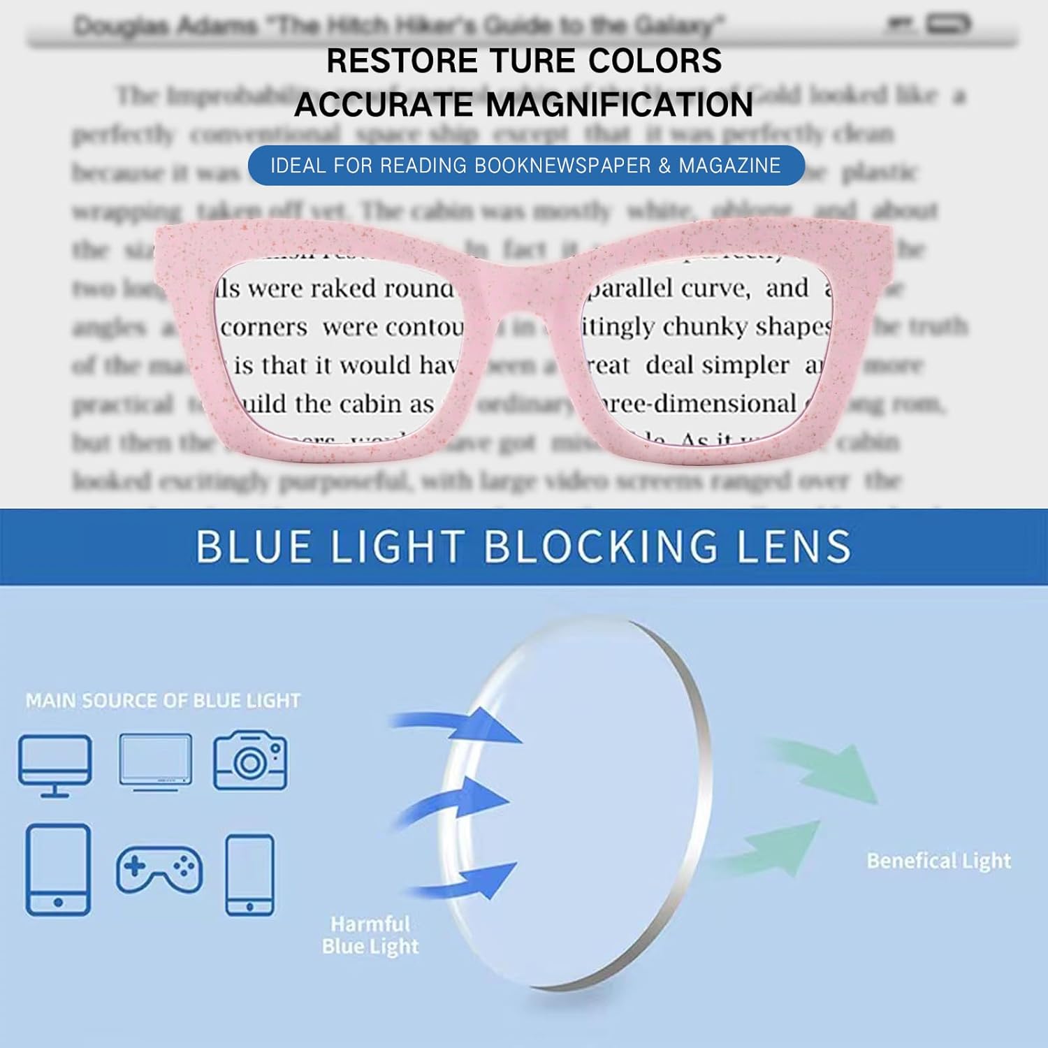 Oprah Style Square Reading Glasses Blue Light Blocking for Women Ladies Computer Readers Z05 - Image 3