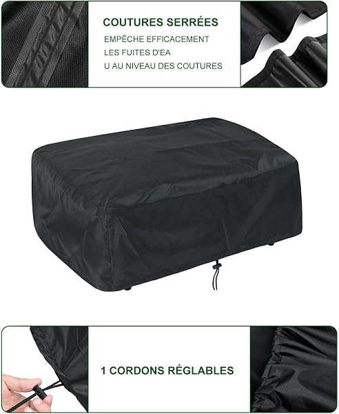 bruwaa Housse de Protection pour Plancha,Dimension 80x60x25 cm,Imperméable, Anti-UV, Noir,Housse Plancha Universelle | Gazinière | Barbecue d’Extérieur - 4