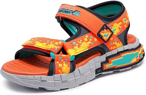 Skechers Mega-splash 4k para niños, Naranja/Negro, 2 Little Kid