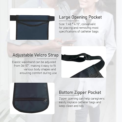 Miniatura 3 de Foley - Funda para bolsa de catéter para hombres y mujeres, funda para bolsa de catéter con cinturón ajustable, soporte de bolsa de plástico para