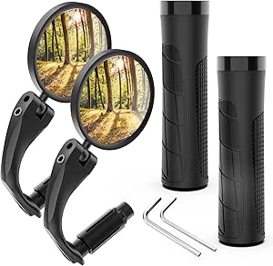 GROIC 2 Pack Bicycle Rearview Mirror 360° Adjustable Bending Handlebar Bike Mirror Wide Angle Rear View Mirrors Rotatable Acrylic Convex Mirror For Ride Safely Electric Bicycle Moped Cycling