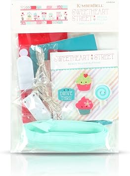 Kimberbell Sweetheart Street Embellishment Kit Coordinating Supplies for 16" x 38" Valentine Bench Pillow Includes Buttons, Vinyl, and Decorative Details for 5x7 Hoop Embroidery