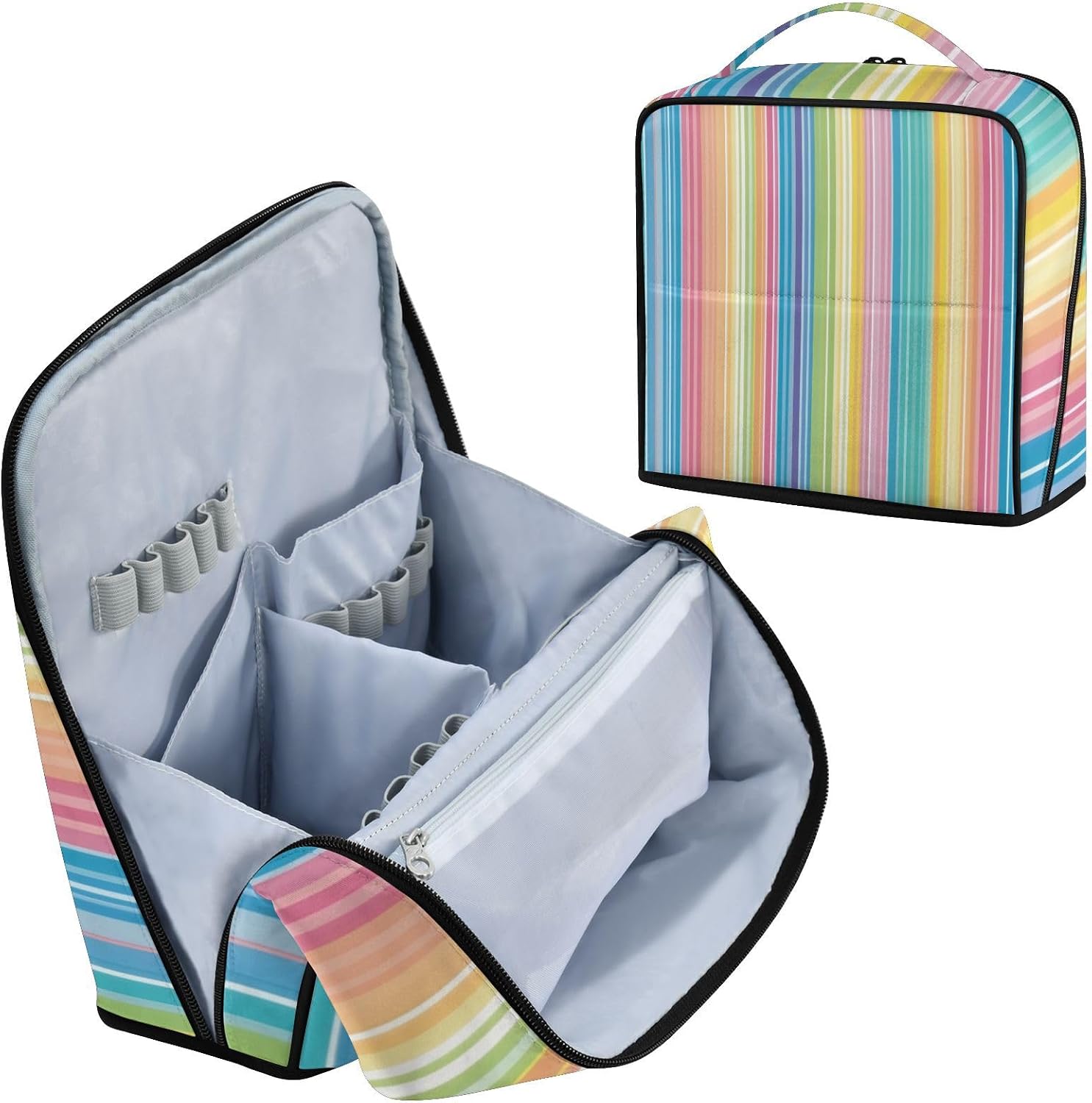 Rainbow Stripes Colorful Standing Makeup Bag