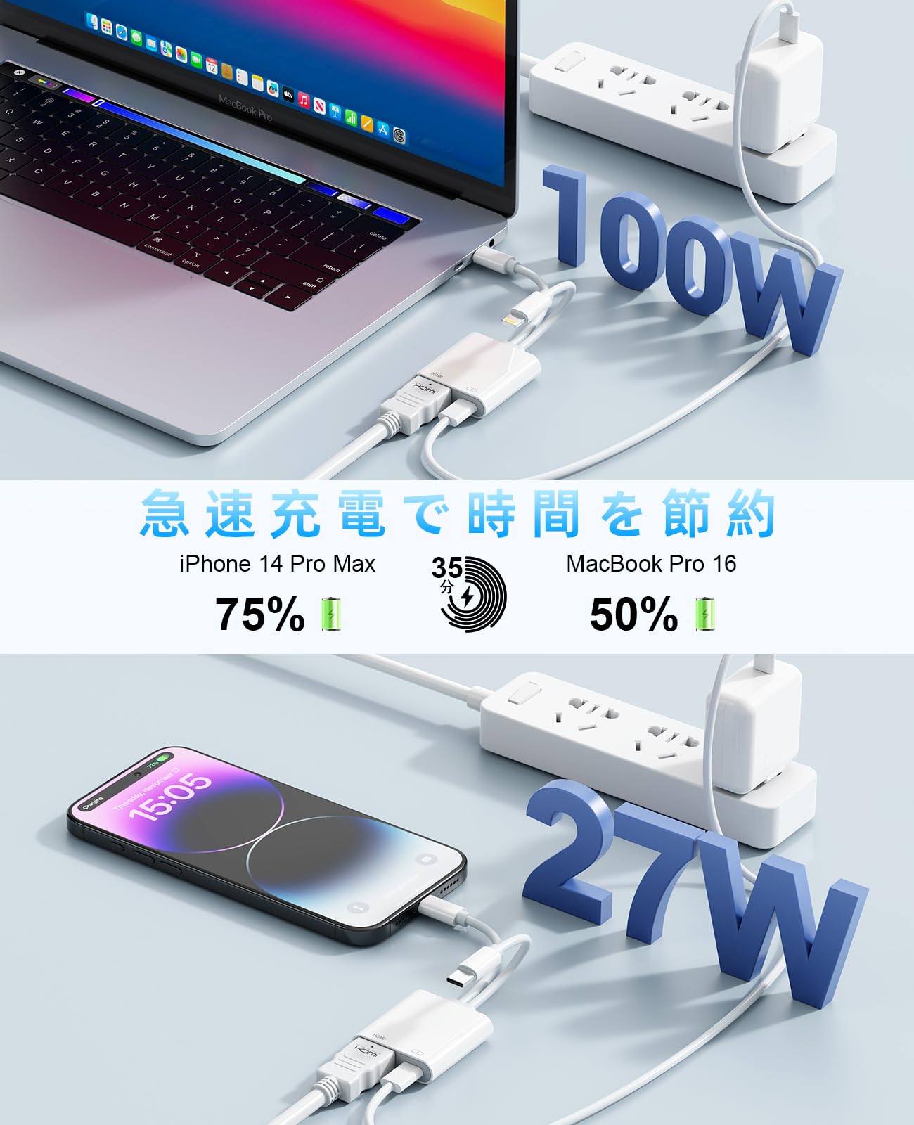 Amazon.co.jp: Lightning & USB-C HDMI変換アダプタ 2in1 Digital AV