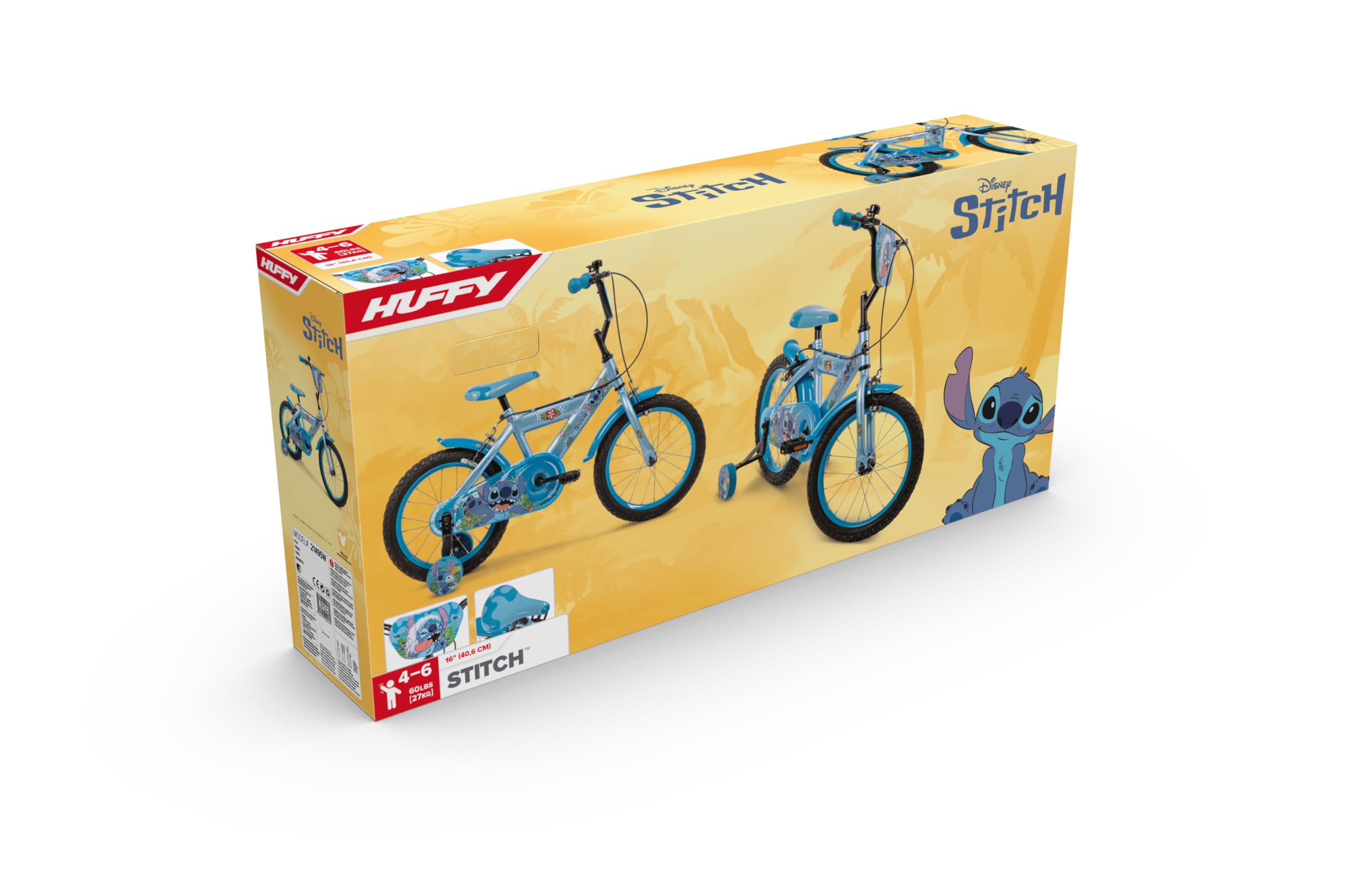 Huffy Disney Stitch - Bicicleta Infantil (12/14/16", con Ruedas)