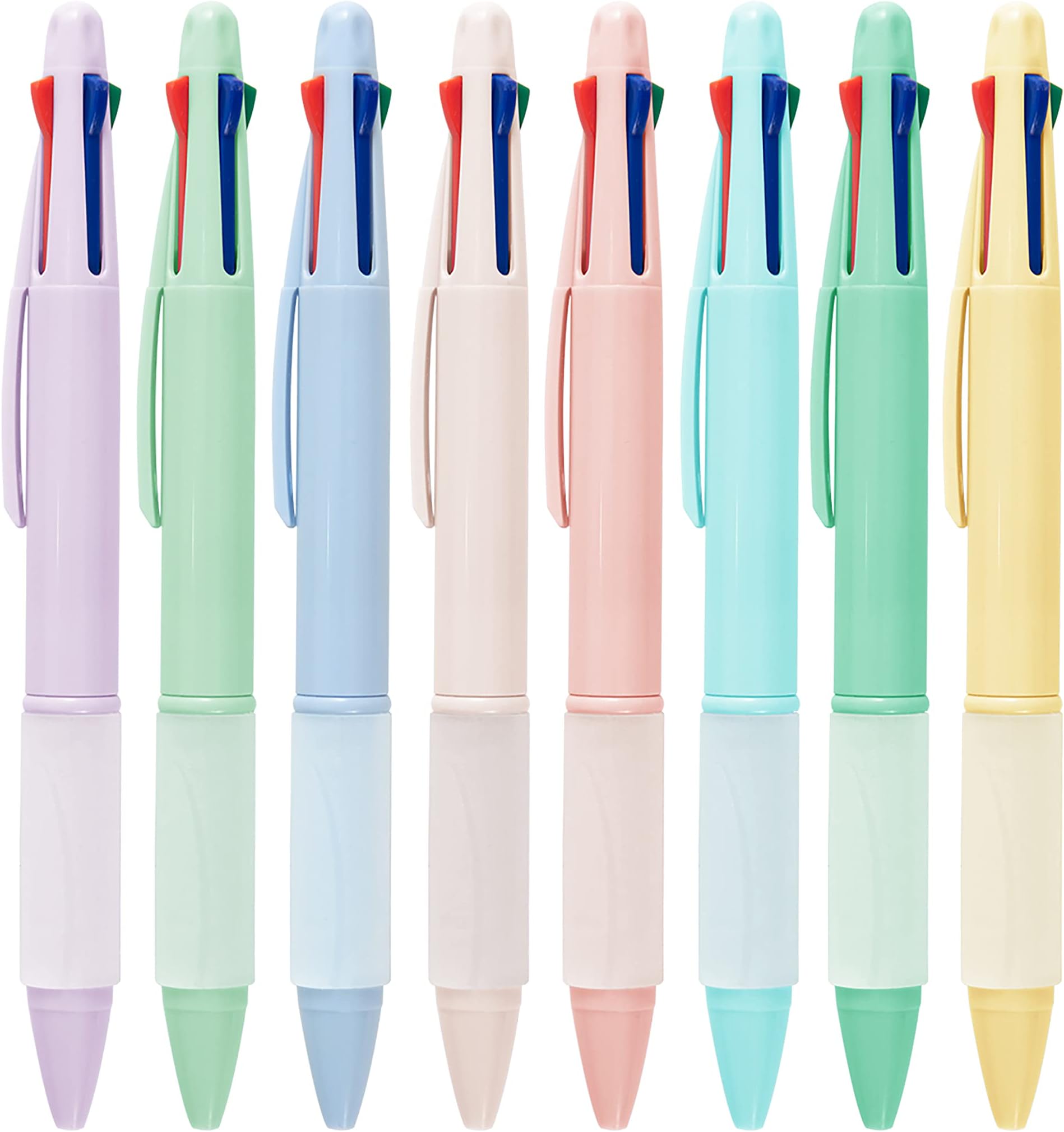 Aisibeiger Multicolor Ball Point Pens 4-in-1 Colored Pens (1.0mm) Assorted Inks 4-Color Ballpoint Pen (8 pack)