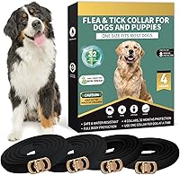 Lerqua Flea Collar for Dogs 4 Pack - 32 Months Waterproof Tick & Flea Prevention, Adjustable Comfort Fit All Sizes (Black)