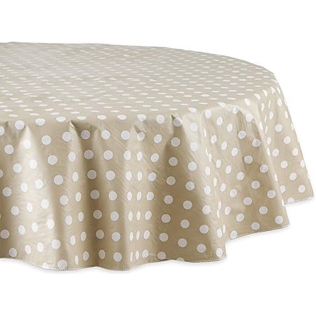 DII Vinyl Tabletop Collection - Mantel de lunares con respaldo de franela, rectangular, 60×102