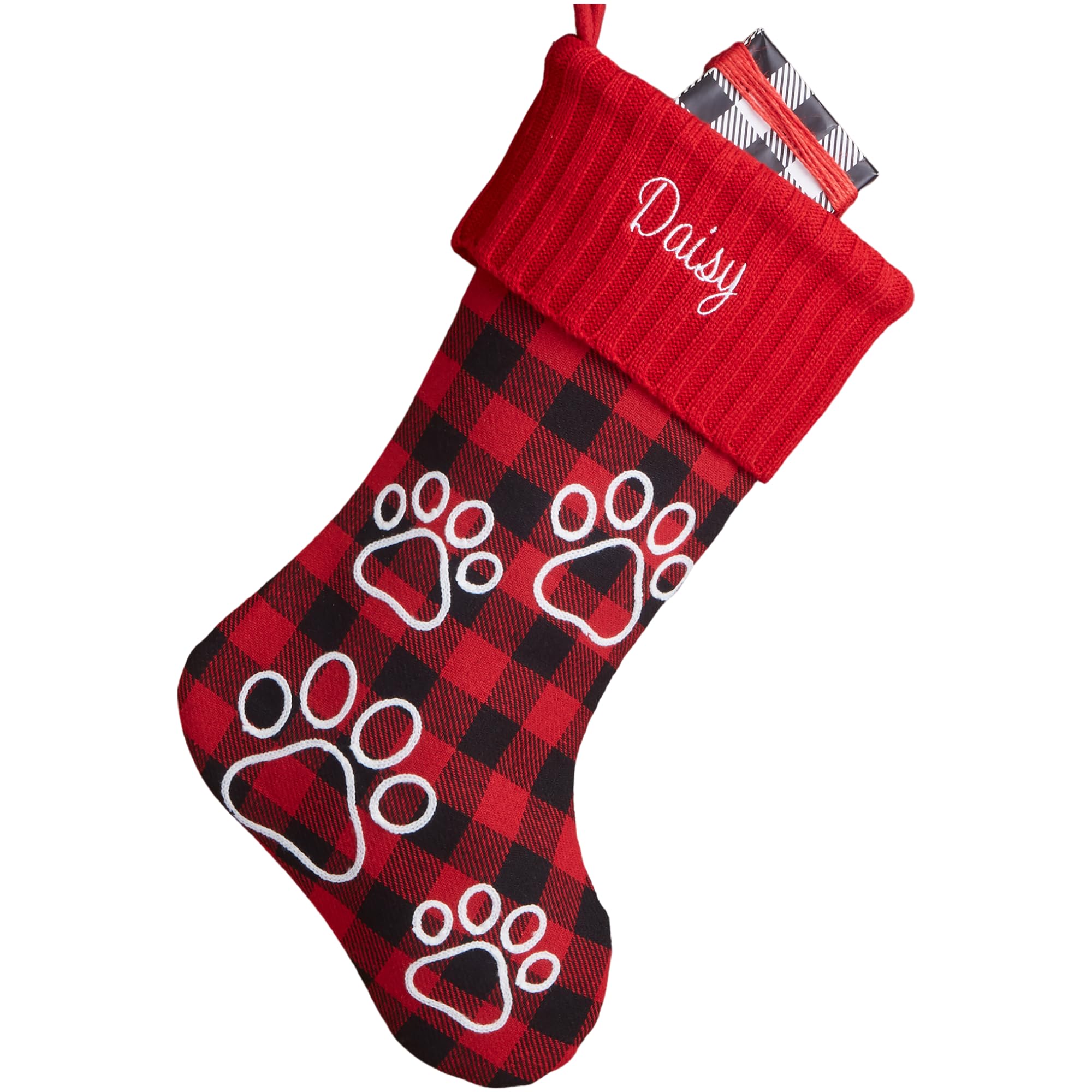 Personalization Universe Buffalo Check Dog Christmas Stocking