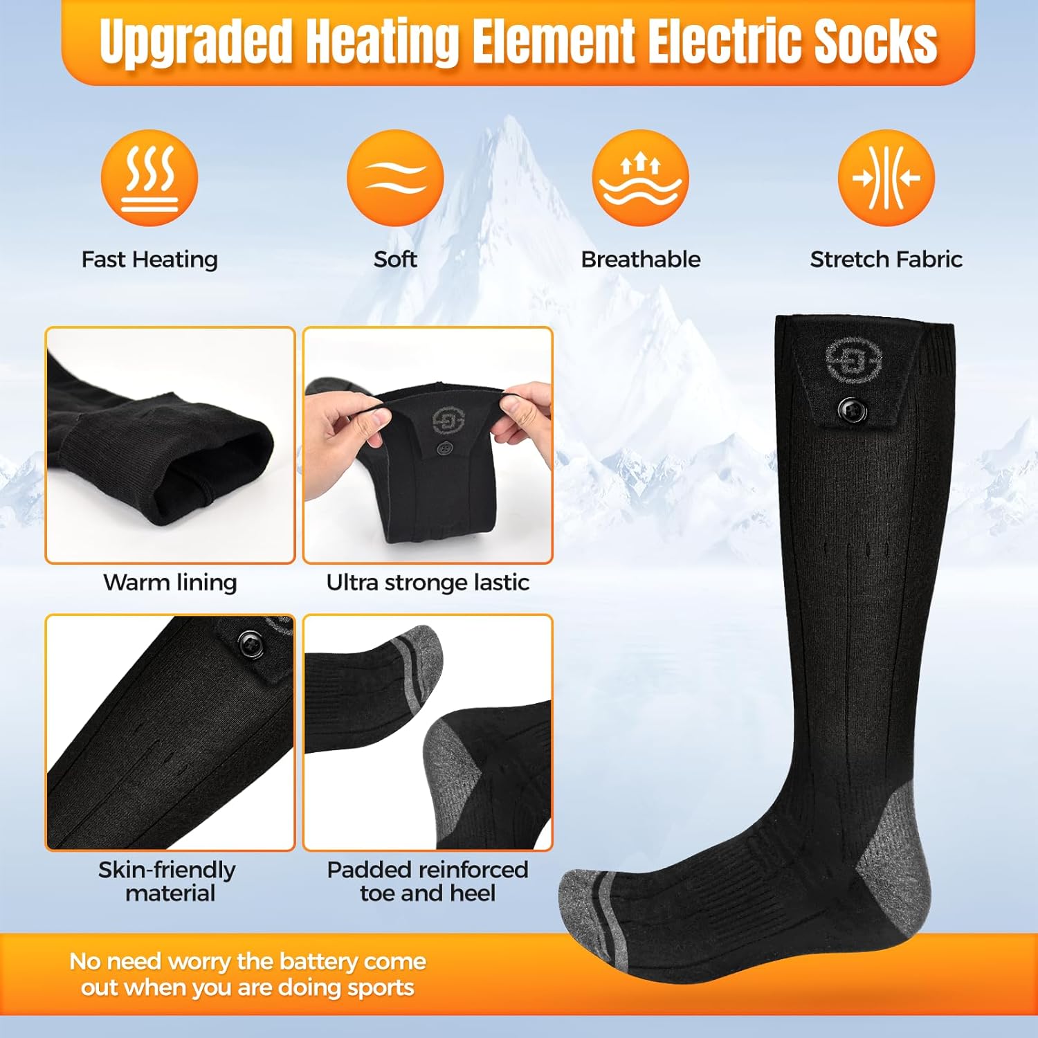 8000mAh Heated Socks for Men Women,APP Control Rechargeable Battery Electric Socks,Heating Foot Warmers Up to 13H Valentine's White Elephant Gift for Outdoor Winter Work Ski Hiking Hunting - Image 7