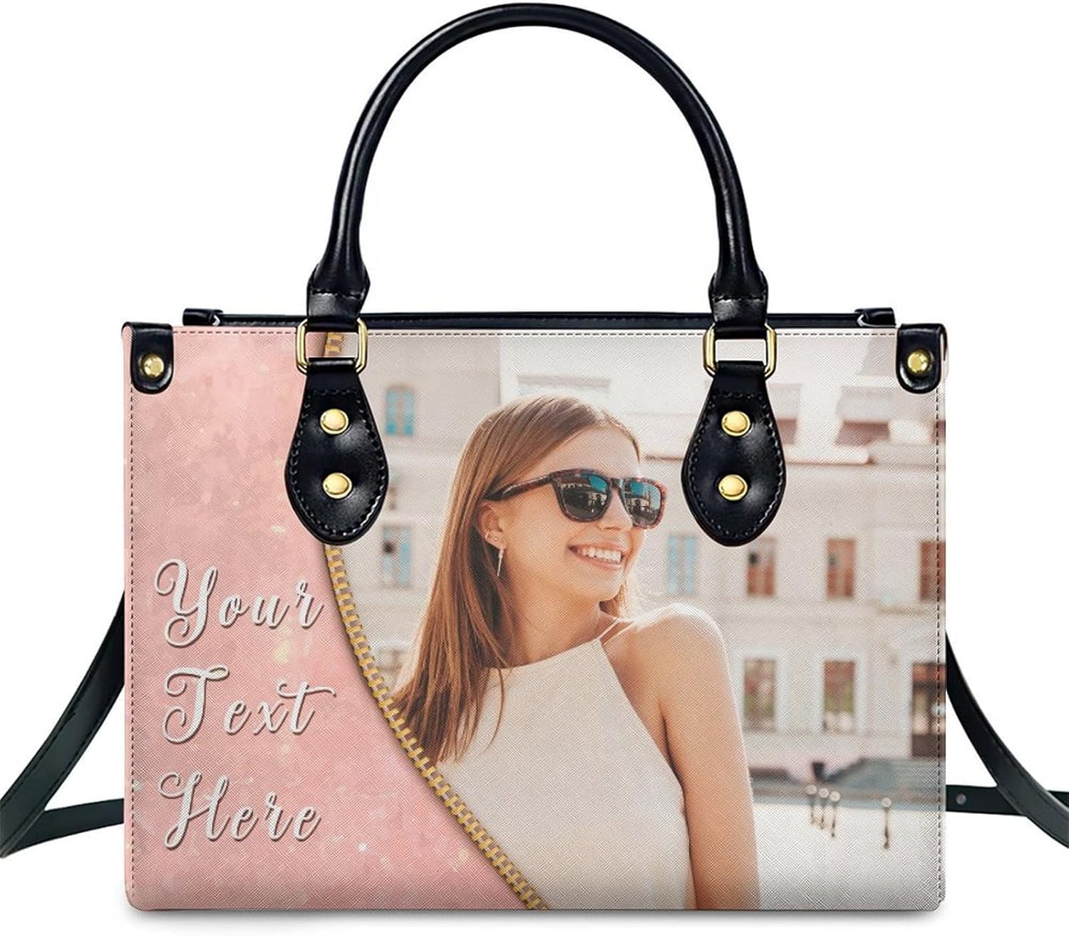 Custom Handbag for Women - Leather Tote Bag with Name, Photo for Mom, Teacher - Fashion Gifts for Birthday, Wedding