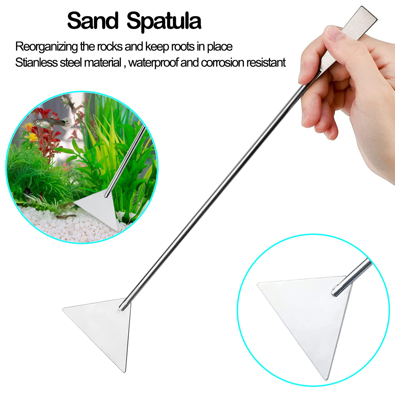 Set 4 In 1 Attrezzi Acquario - Pinzette Dritte/Curve, Forbici E Spatola In Acciaio Inox Per Piante - Foto 4