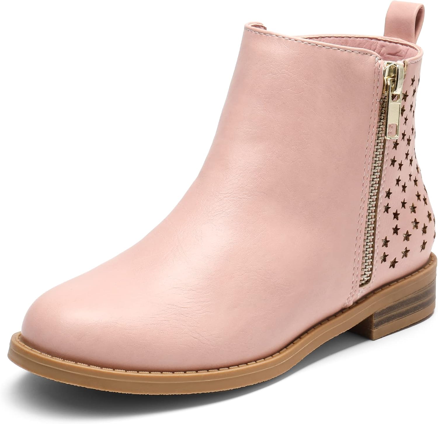 DREAM PAIRS Girls Ankle Boots Kids Fashion Booties with Glitter Stars Side Zipper Low Heels Warm Shoes for Toddler/Little Kid/Big Kid