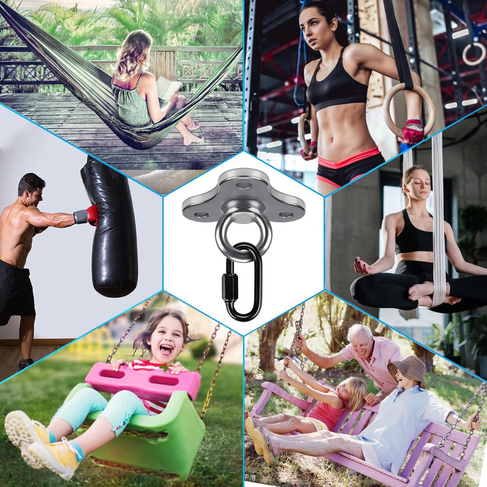 Dolibest Staffa di fissaggio a soffitto con moschettone, per yoga, altalena, supporto a sospensione con fascia di resistenza, ancoraggio da parete per sistemi di allenamento della forza corporea, 500