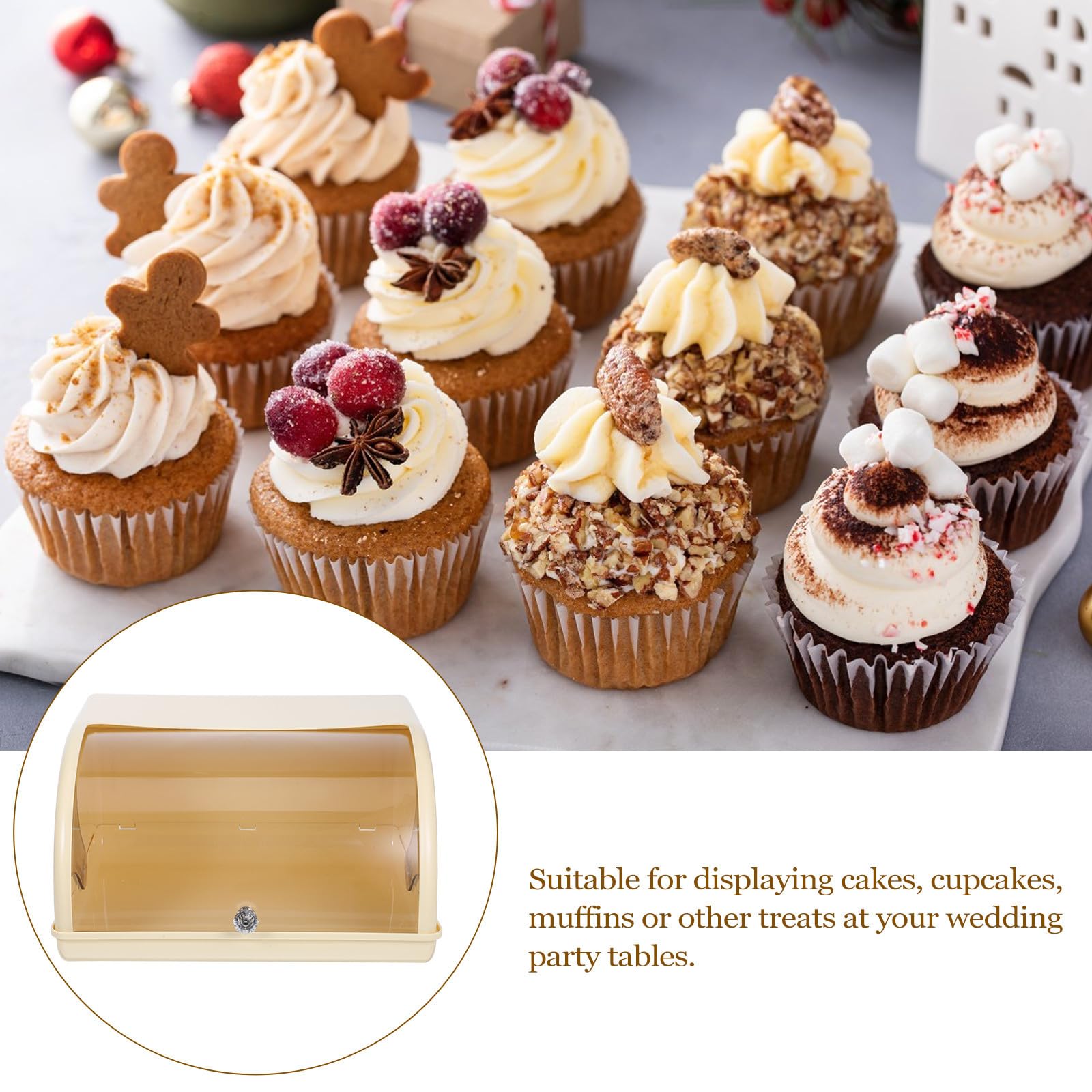 Caja de Exhibición de Postres Grande de PET Reutilizable para Cupcakes