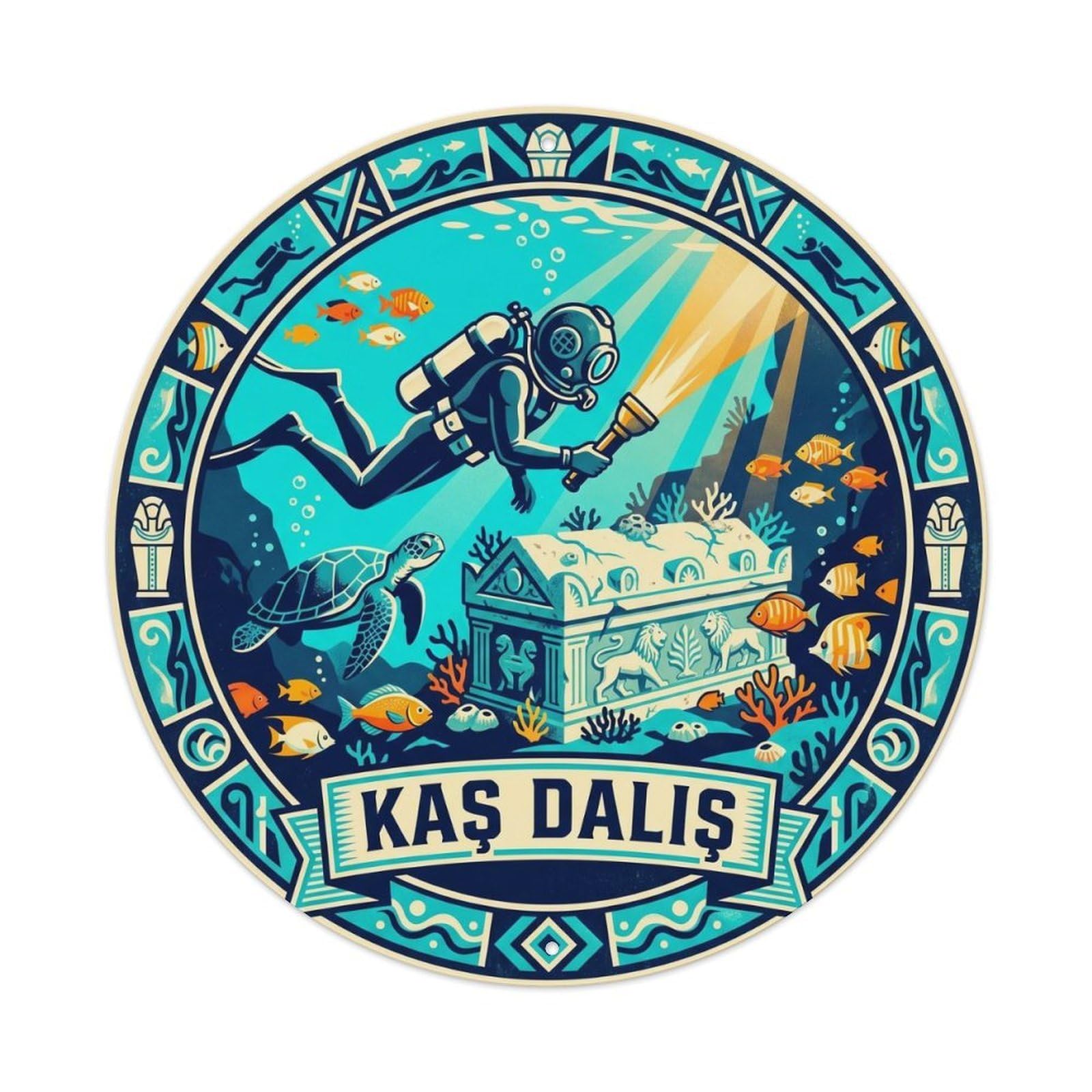 Kas Diving Lycian Ancient Turkey Heritage Retro Graphic Metal Tin Sign