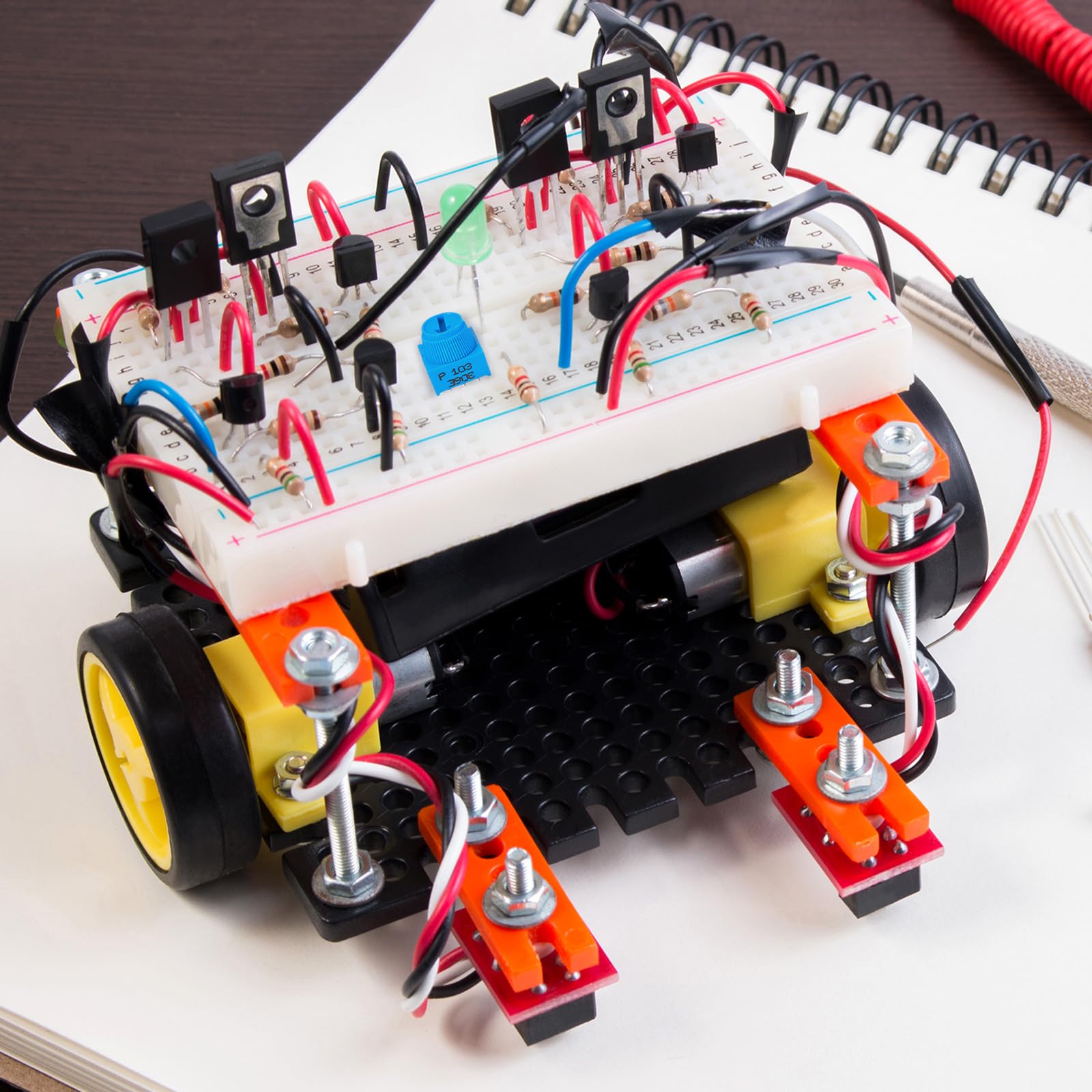 Flutesan Kit de potenciómetro de 48 piezas de 10 K ohmios con perilla, resistencias variables, kit surtido de potenciómetros de recortadora de tabla de pan, compatible con Arduino, azul