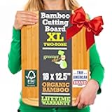 Organic 18 Inch Extra Large Bamboo Cutting Board with Lifetime Replacements - Non Toxic Wood Chopping Board with Juice Groove for Kitchen, Meat, Vegetables, and Food Prep Prep by Greener Chef