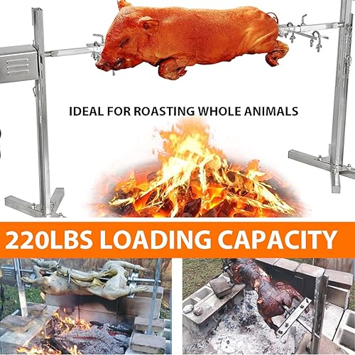 Miniatura 10 de iMeshbean Kit de parrilla eléctrica para barbacoa, 90 libras de acero inoxidable, barra asadora de asador, asador de asador, kit de barbacoa de