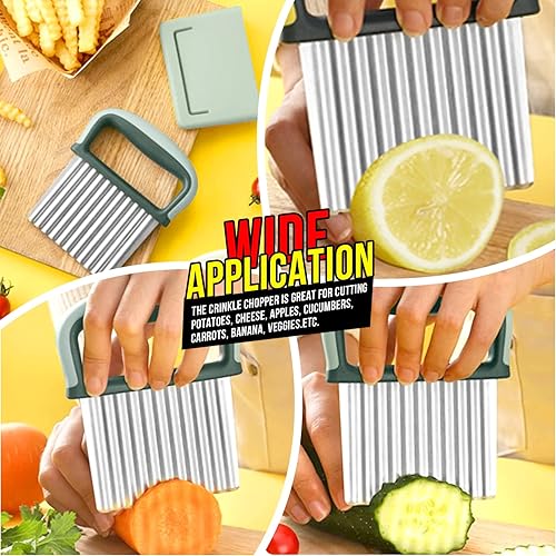Miniatura 7 de HNYYZL Cortador de arrugas, cortador ondulado de acero inoxidable 2 piezas, cuchillo ondulado, herramienta de corte para verduras, papas fritas