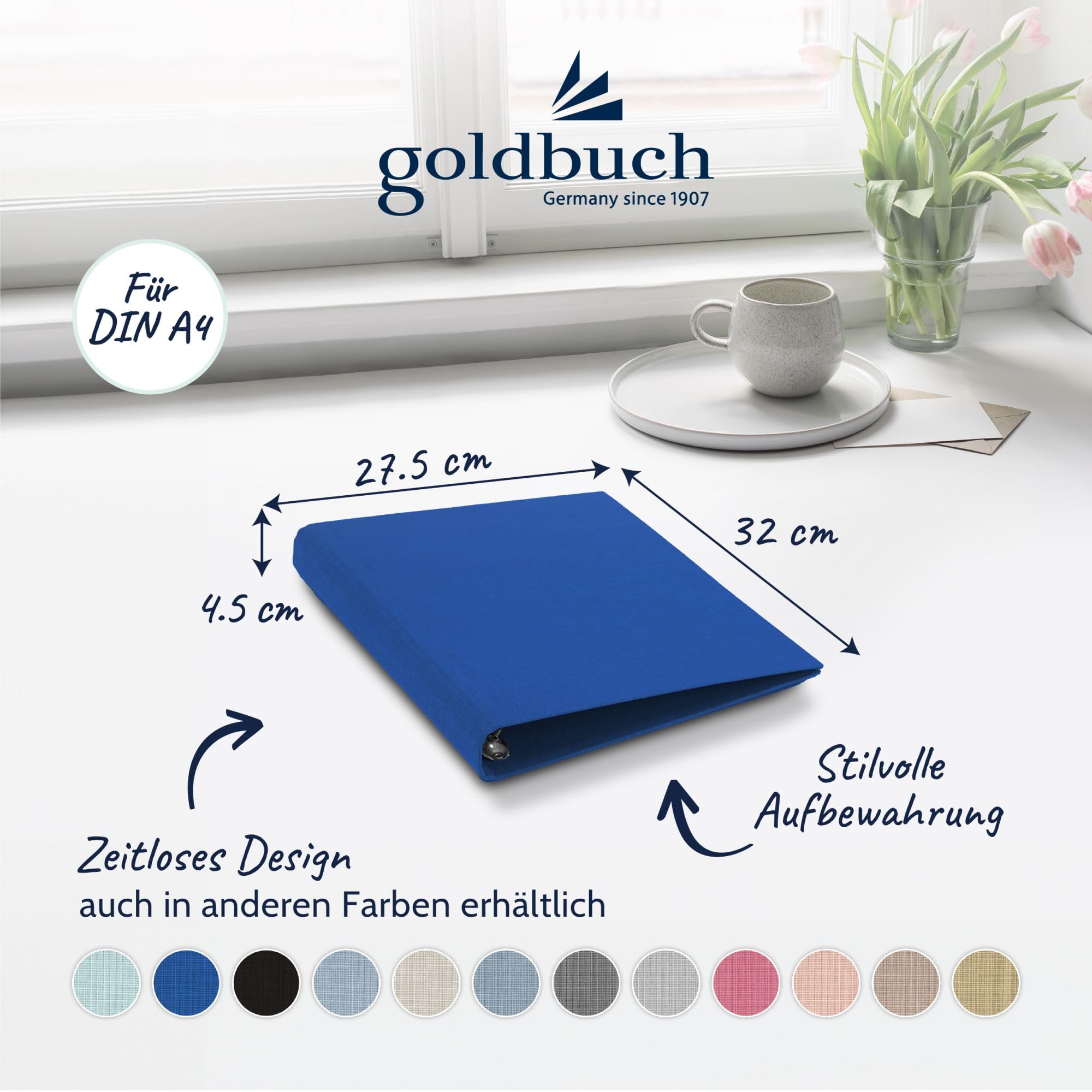 goldbuch 37916 Bella Vista - Álbum de fotos (26 x 32 cm, lona, carpeta de fotos para personalizar, formato DIN A4), color azul