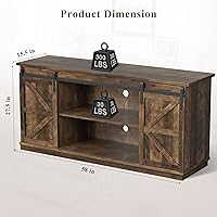 Vista 9 de YESHOMY - Soporte de TV para televisores de hasta 65 pulgadas, con puertas corredizas estilo granja y gabinetes de almacenamiento, mesa consola