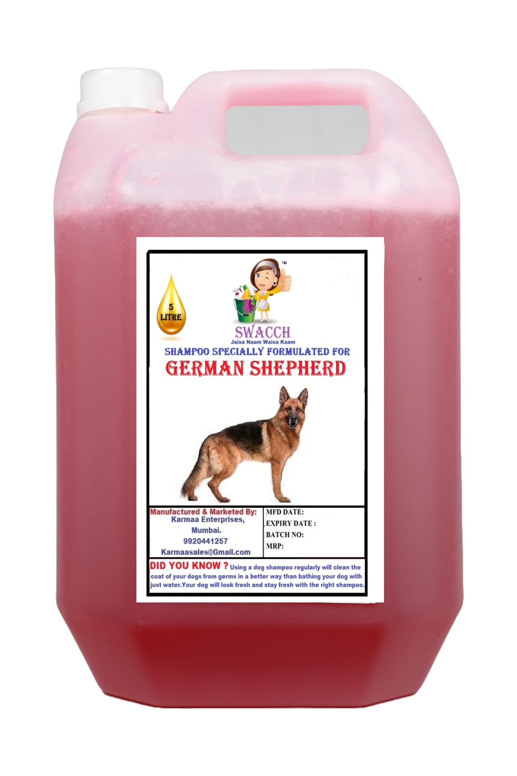 Dog Swacch Shampoo Specially Formulated For German Shepherd (5 Liters) Jasmine (B0BTHMP5L2) Amazon Price History, Amazon Price Tracker