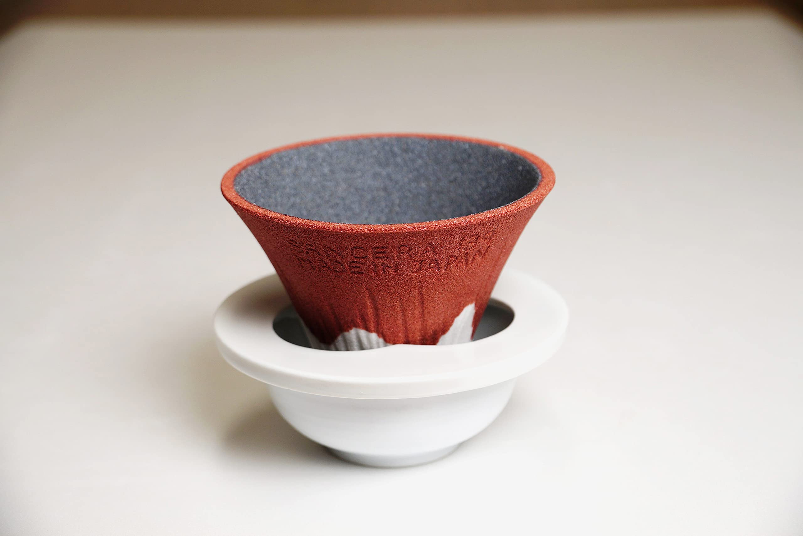 Mt. Fuji Keramik-Kaffeefilter, hergestellt in Japan, wiederverwendbar, Rot