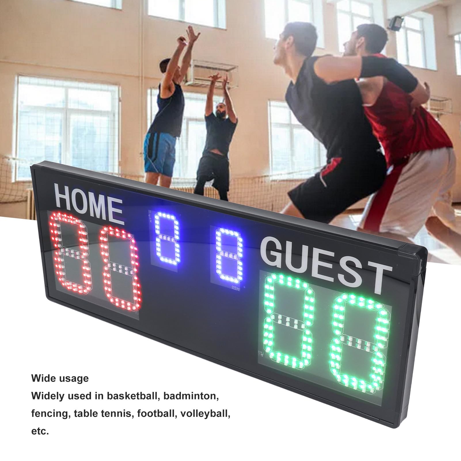 banapoy Tabellone Segnapunti Elettronico, Segnapunti Digitale Portatile con Display LED Luminoso e Remoto, per Basket, Badminton, Scherma, Calcio, Pallavolo