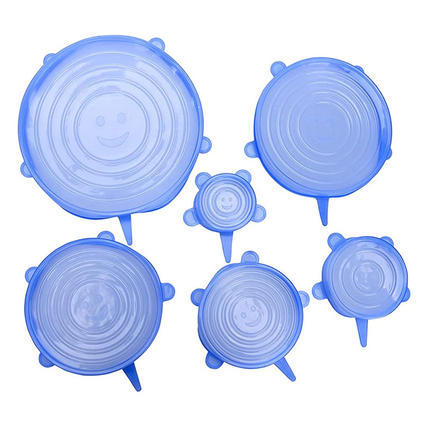 Gaomumu 6PCS Bule Silicone Fresh-Keeping Can Covers, Reusable Airtight Lids for Food Storage, Storage Supplies for Tins Pet Food Storaging, Universal Fit for Standard Cans