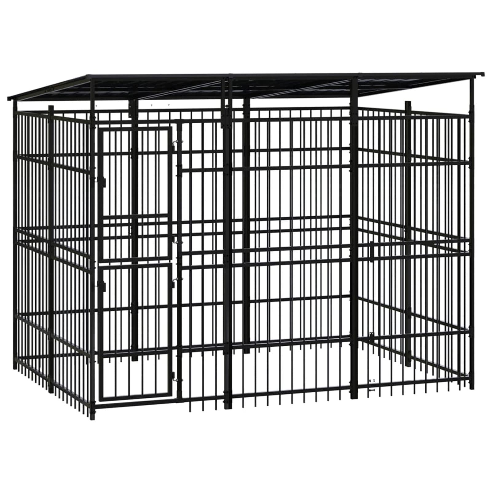 Perrera de Exterior con Techo de Acero 5,53 m², Somanki Parque para Perros, Valla Perros, Corralito para Perros, Parque para Perros Cachorros, Corral Perro, Vallado para Perros - 3097966