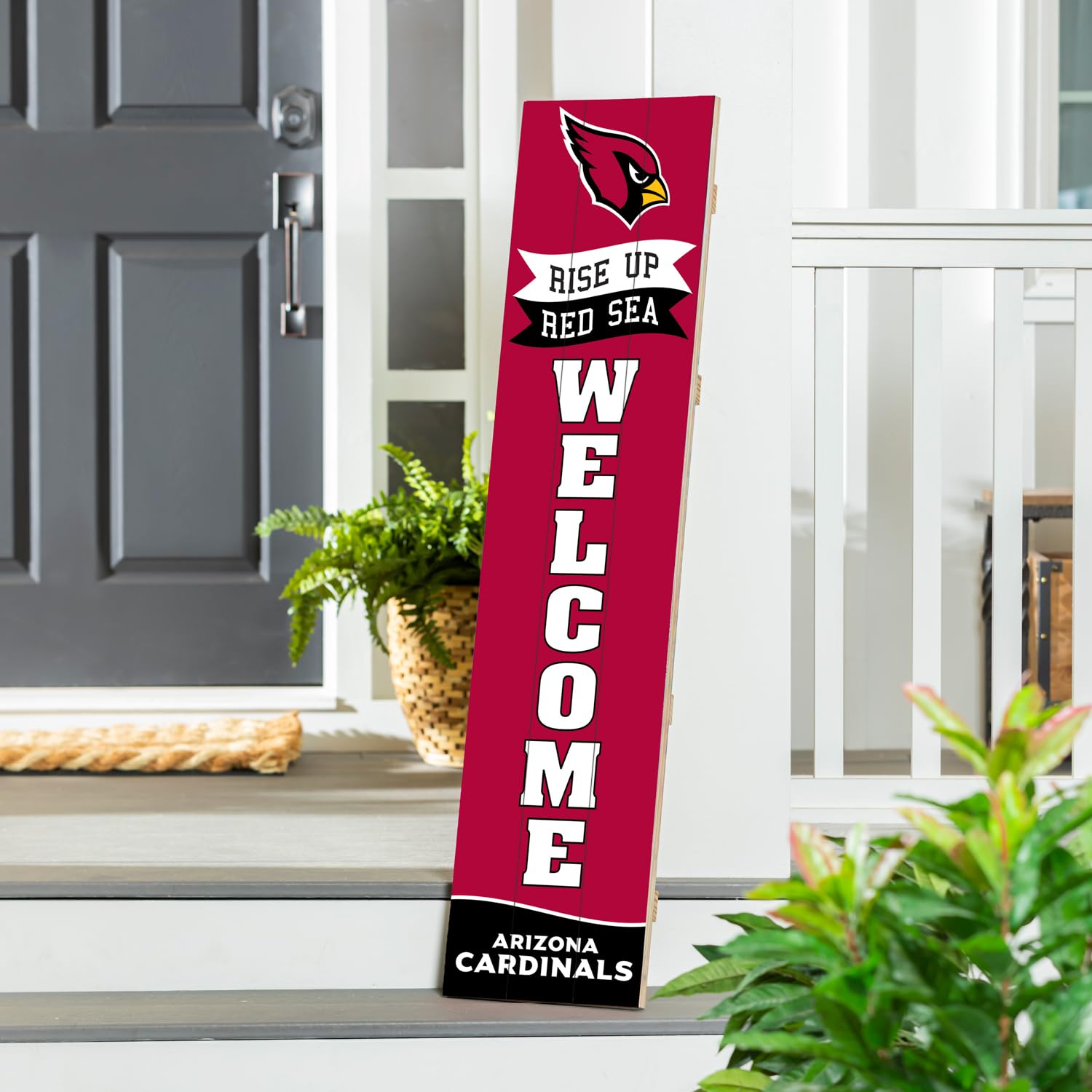NFL Arizona Cardinals 47 inch Wood Porch Leaner, Outdoor Welcome Sign for Front Door Patio, Vertical Wooden Leaning Boards Home Porch Signs
