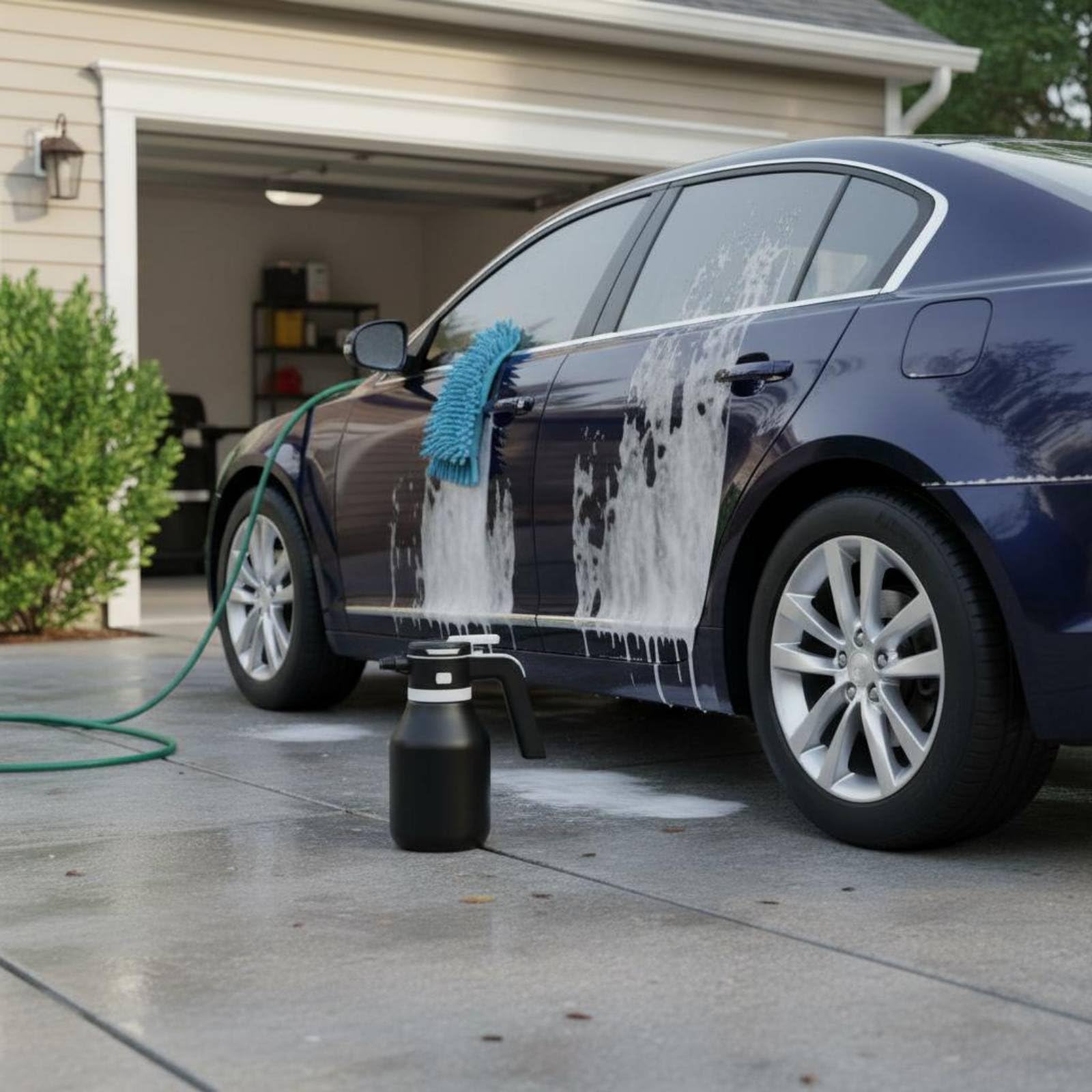 kowaku Pulverizador Eléctrico de Lavado de Autos Pulverizador Botella Rociador Espumador con de Dispersión y Control por Botón Depósito 2L Componentes, Negro, style to 2