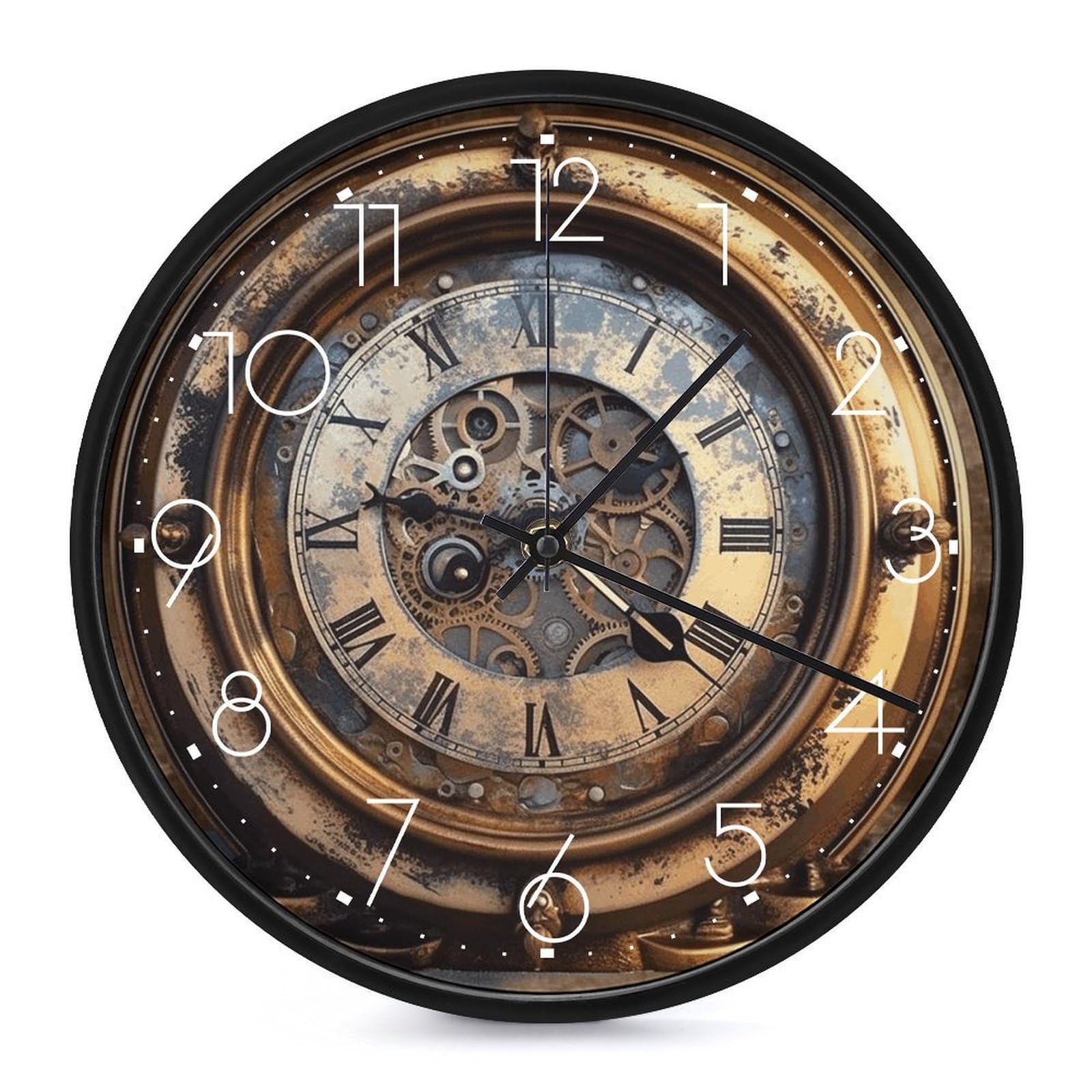 DWVTSLH Steampunk Clock Wall Clock 10 Inch Silent Non-Ticking Modern Clocks Battery Operated - Decorative Wall Clocks for Bedroom Living Room Kitchen Office Wall Decor Gift Idea