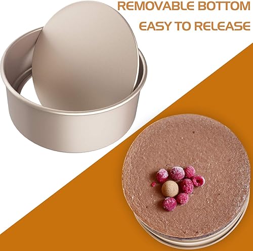 Miniatura 5 de CHEFMADE Sartén redondo para pasteles 6 pulgadas con fondo suelto extraíble antiadherente y revestimiento de liberación rápida utensilios de cocina