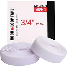 Sew on Hook and Loop Style 3/4 Inch Non-Adhesive Back Nylon Strips Fabric Fastener Non-Adhesive Interlocking Tape White,12.6 Yard