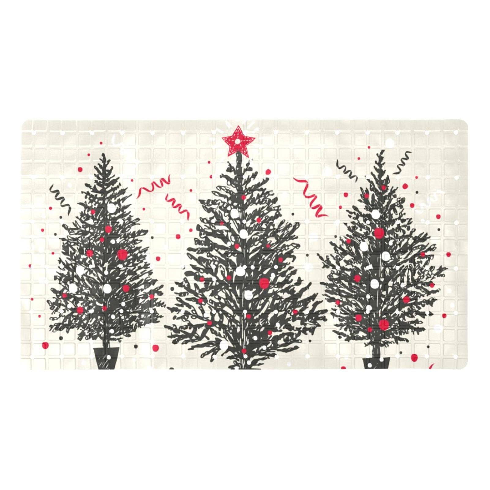 Tapis de bain antidérapant sapin de Noël 40 x 70 cm avec ventouses