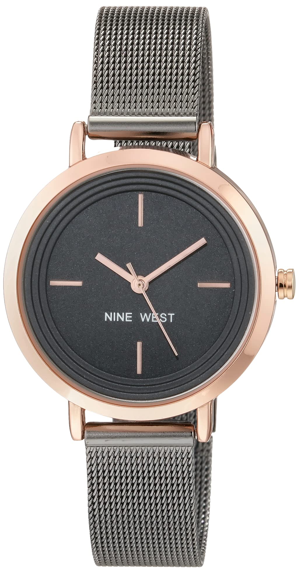 Nine West Women's Mesh Bracelet Watch Dark Gunmetal Grey/Rose Gold