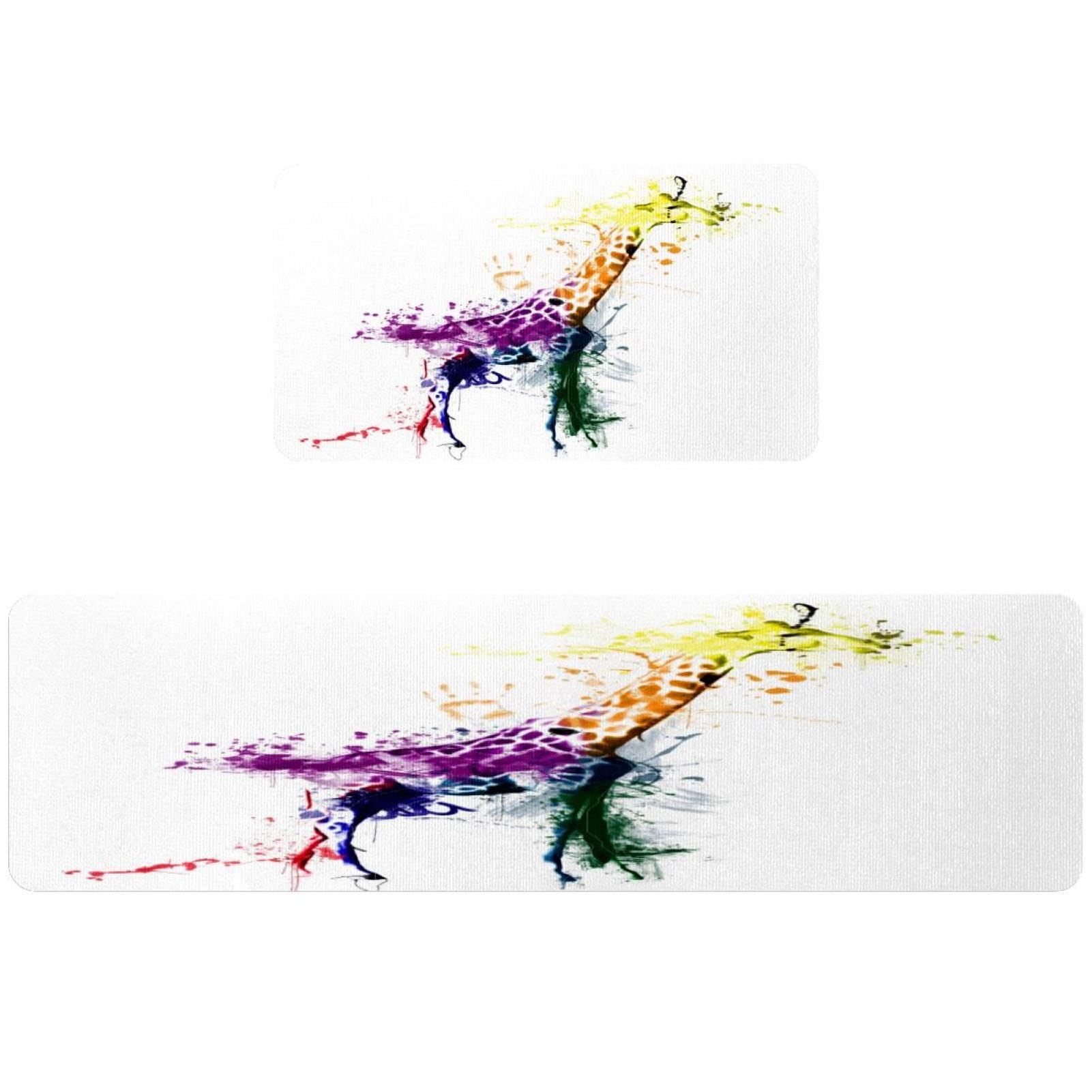 Tapis de cuisine antidérapant lot de 2 absorbants motif girafe lavable